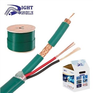 Green Jacket Camera Cable Bare Copper Conductor Kx6 Coaxial Cable Kx7 With Power